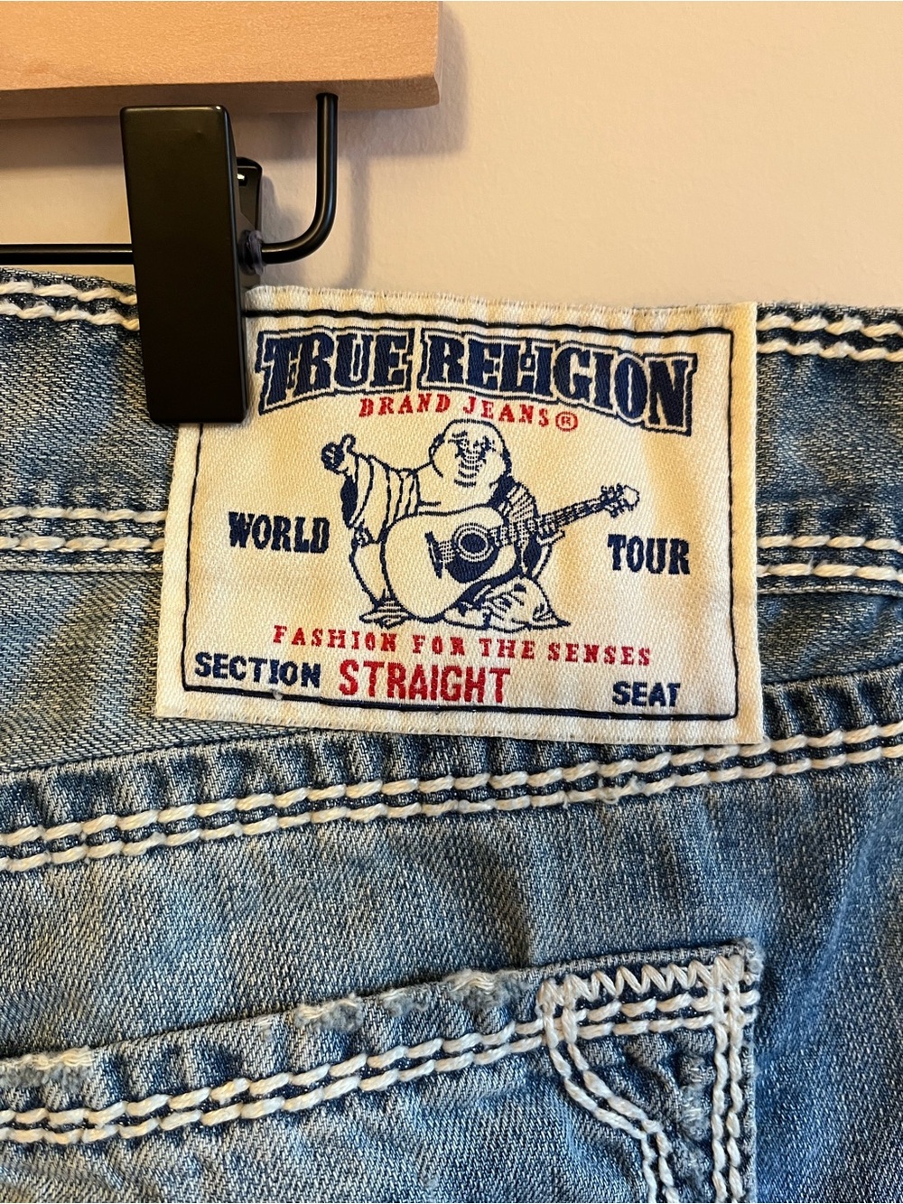 True Religion Men's Blue Distressed Denim Jeans - Picture 4 of 7